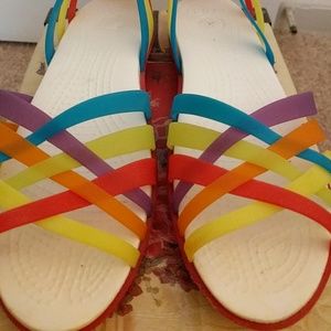 Rainbow Crocs sandal